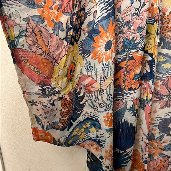 Source Unknown Blue and Orange Swim Coverup Kimono 335 - Picture 6 of 9